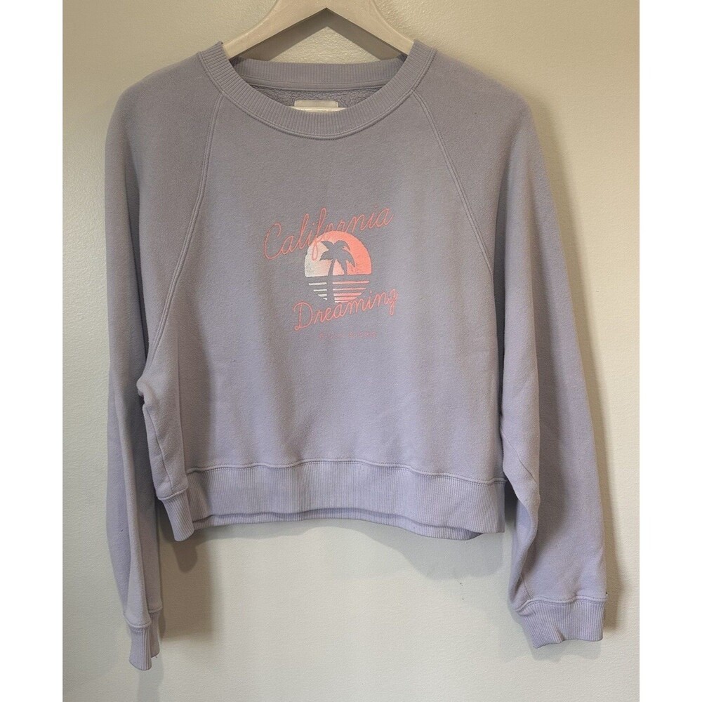 Gilly Hicks California Dreaming Crop Crew Neck Sweatshirt Purple Women’s Size M